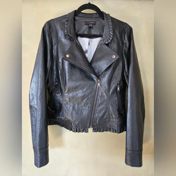 Candy Couture | Black Faux Leather Women's Jacket, Ptp 21" - Picture 2 of 10